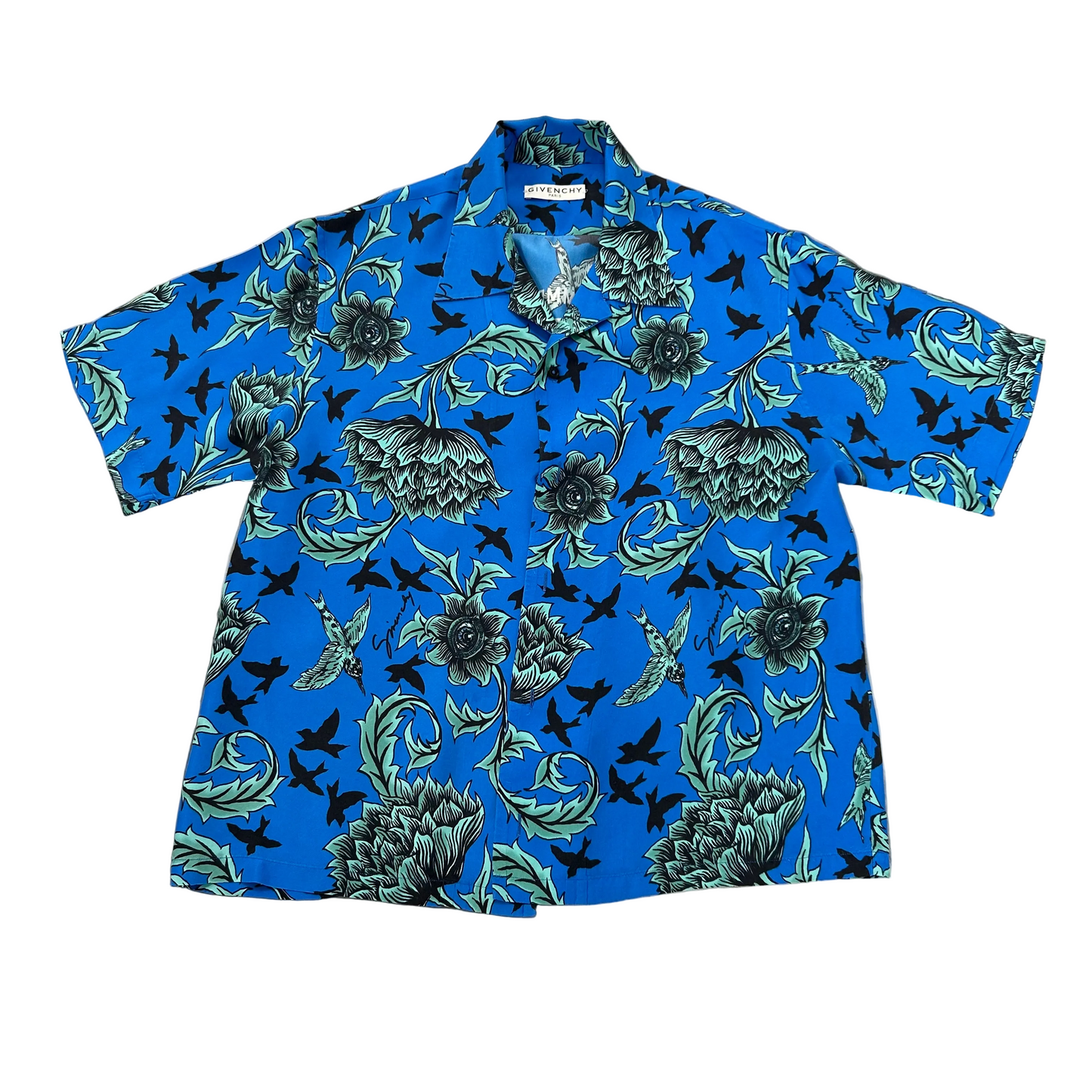 Givenchy Silk Printed Shirt Blue