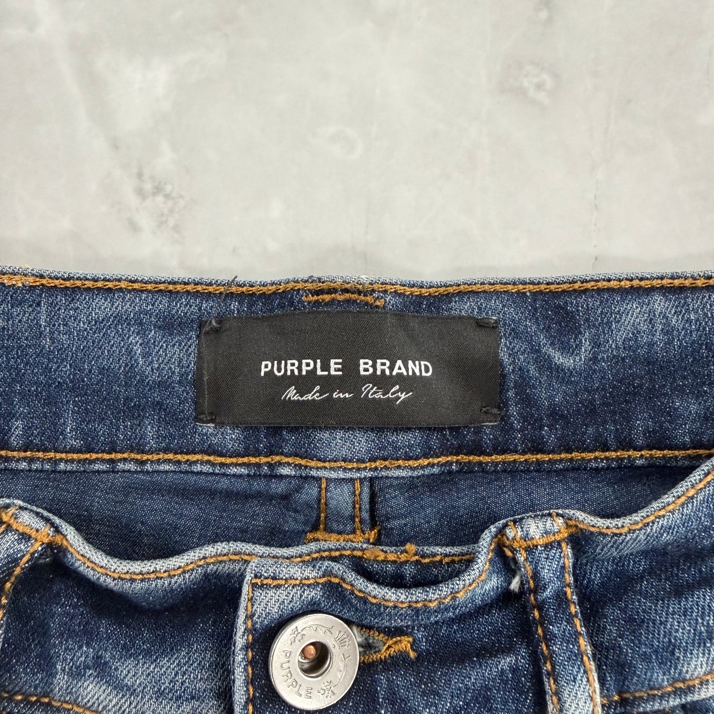 Purple Brand Limited Edition P001 Made In Italy Distressed Blue Denim Jeans