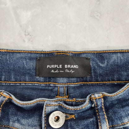 Purple Brand Limited Edition P001 Made In Italy Distressed Blue Denim Jeans