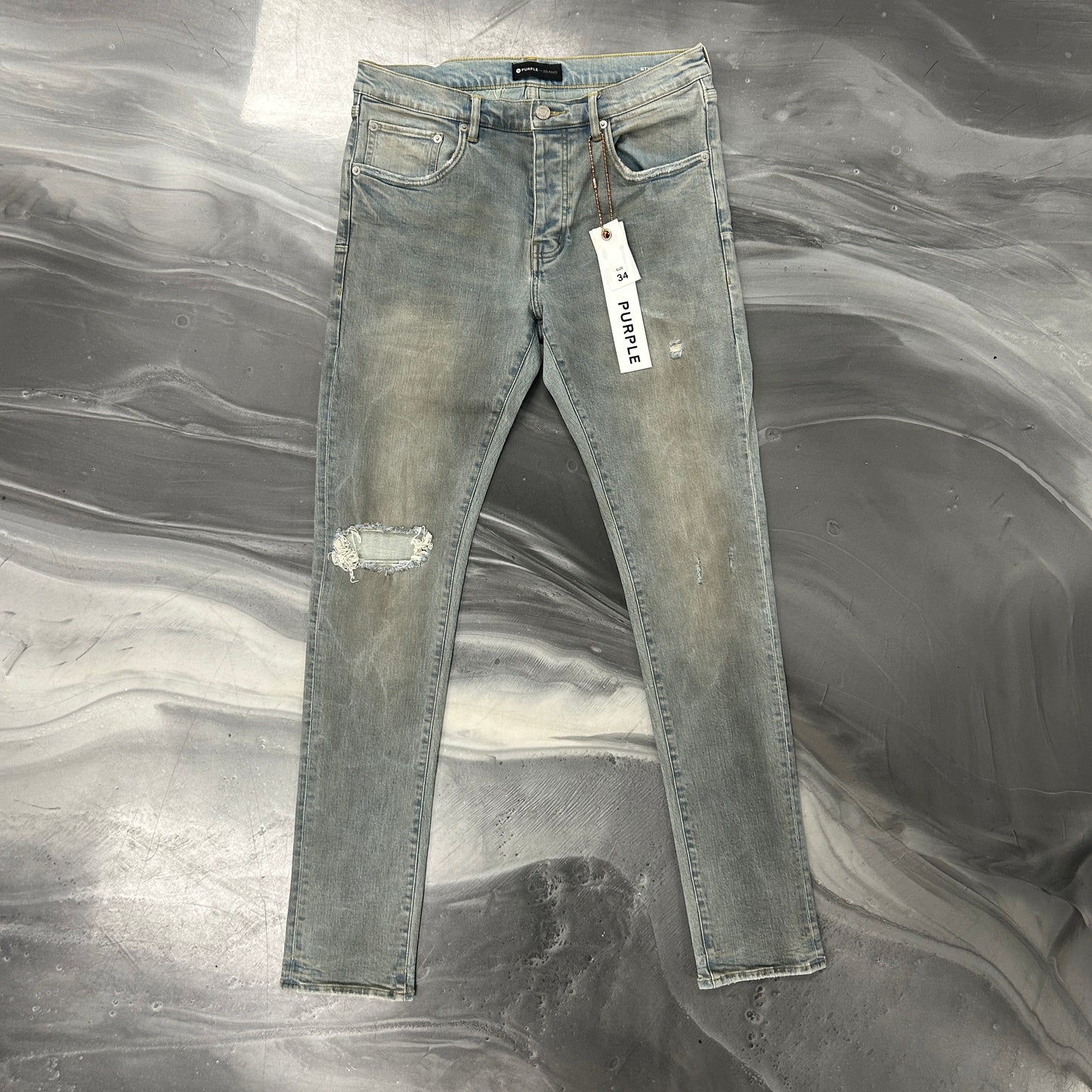 Purple Brand P001 slim fit jeans in blue faded wash — view 2