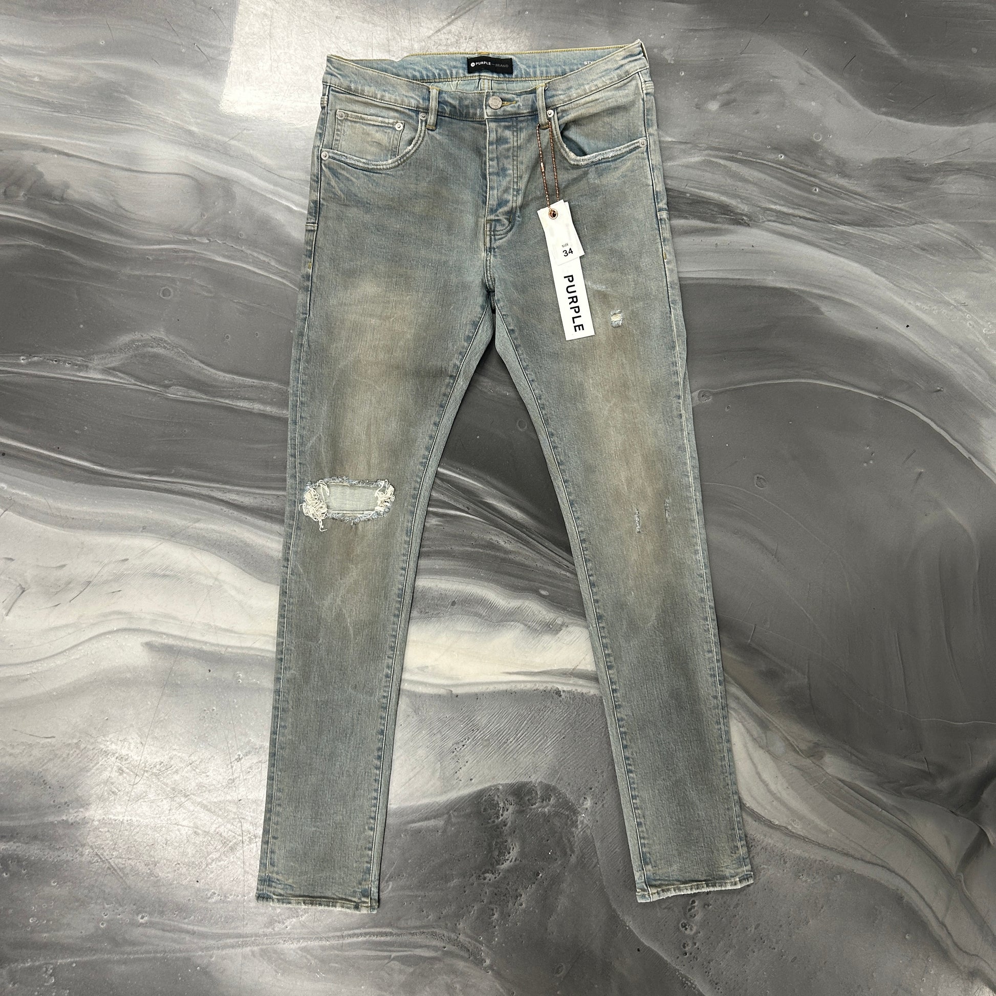 Purple Brand P001 slim fit jeans in blue faded wash — view 2