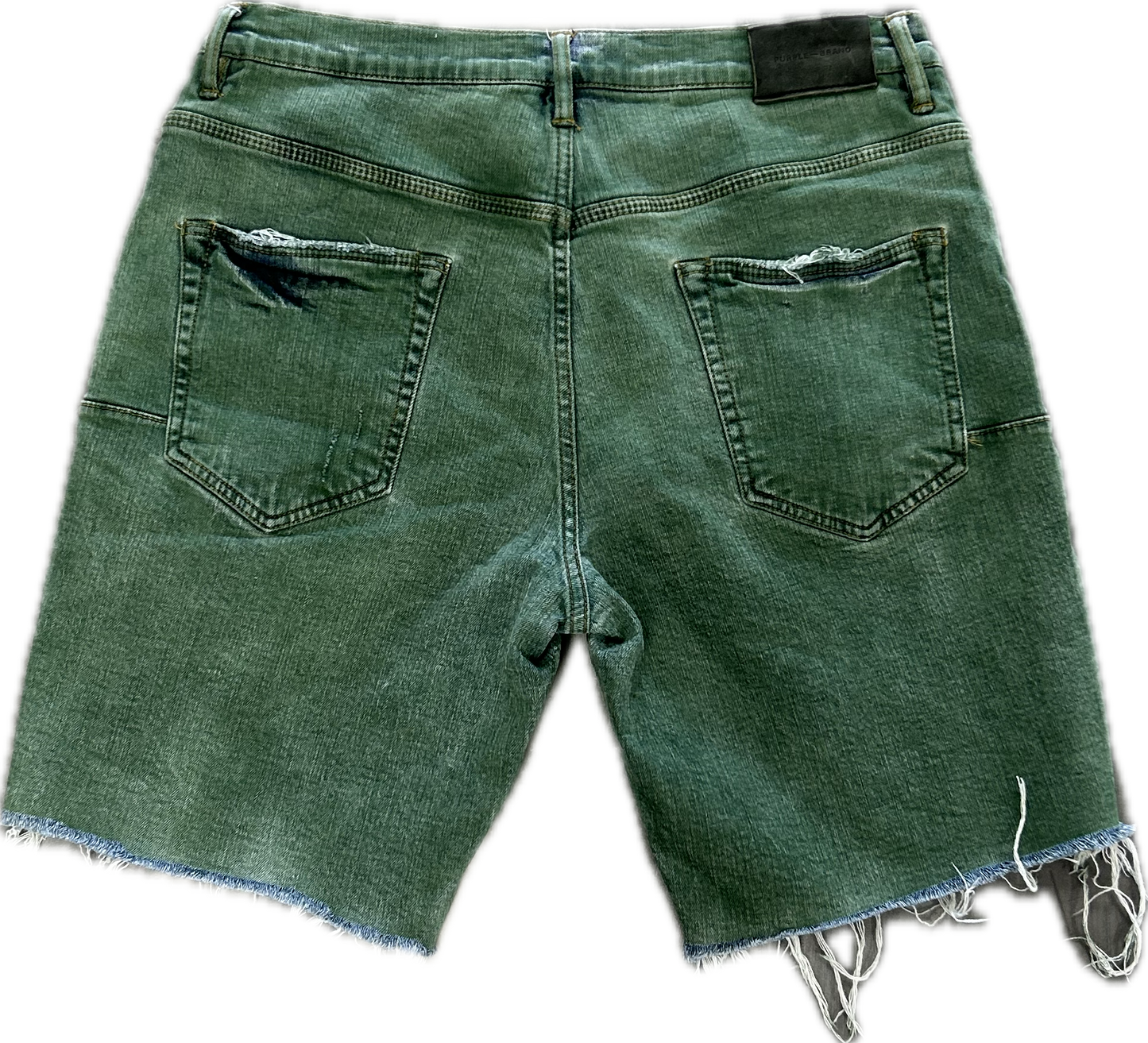 Distressed Purple Jeans Shorts Green