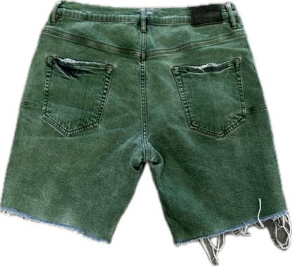 Distressed Purple Jeans Shorts Green