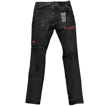 Ksubi Van Winkle Sonic Black and Red Jeans