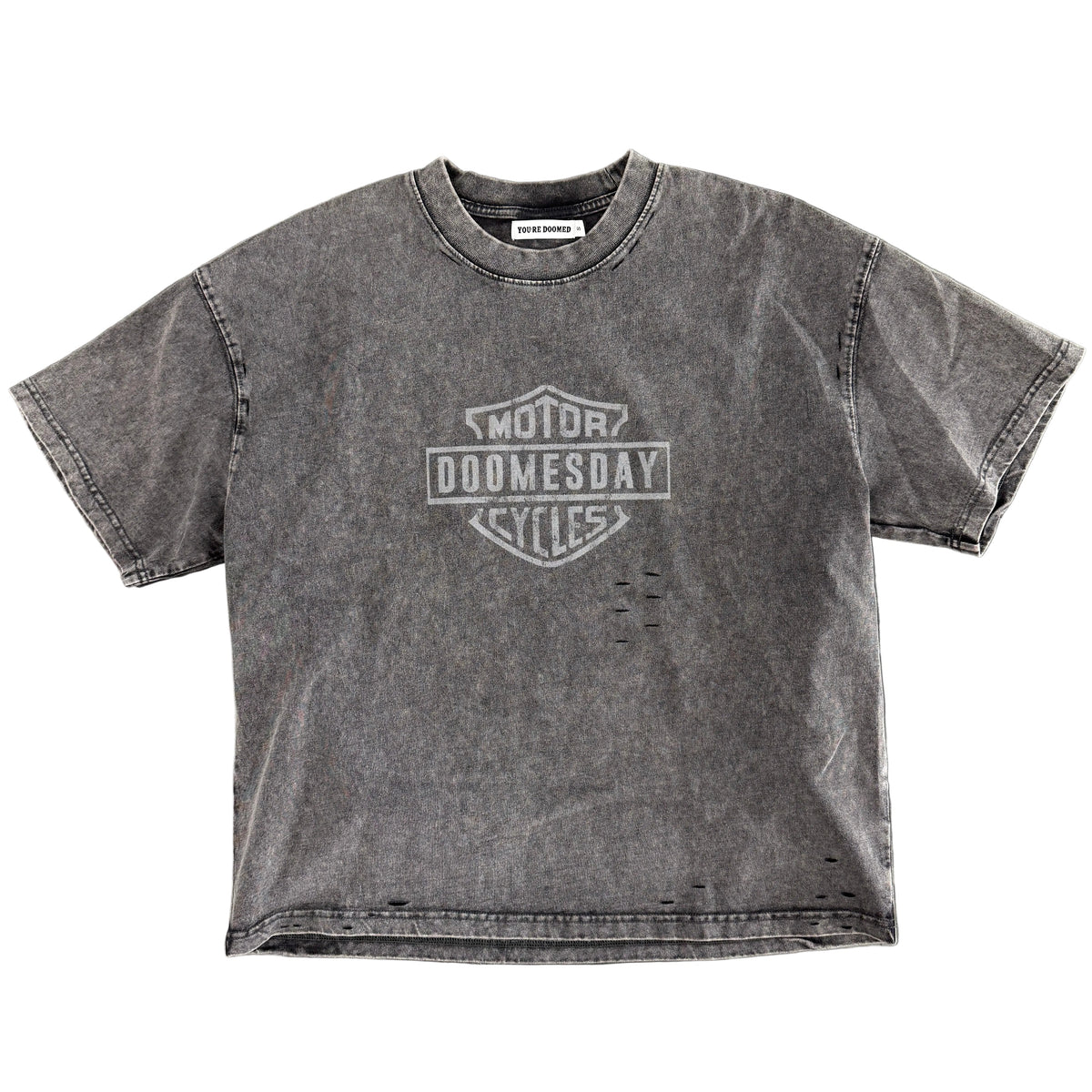 Doomesday Motorcycle Tee Vintage Washed Grey