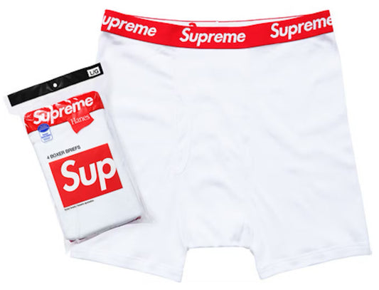 Supreme Hanes Boxer Briefs (4Pack) White