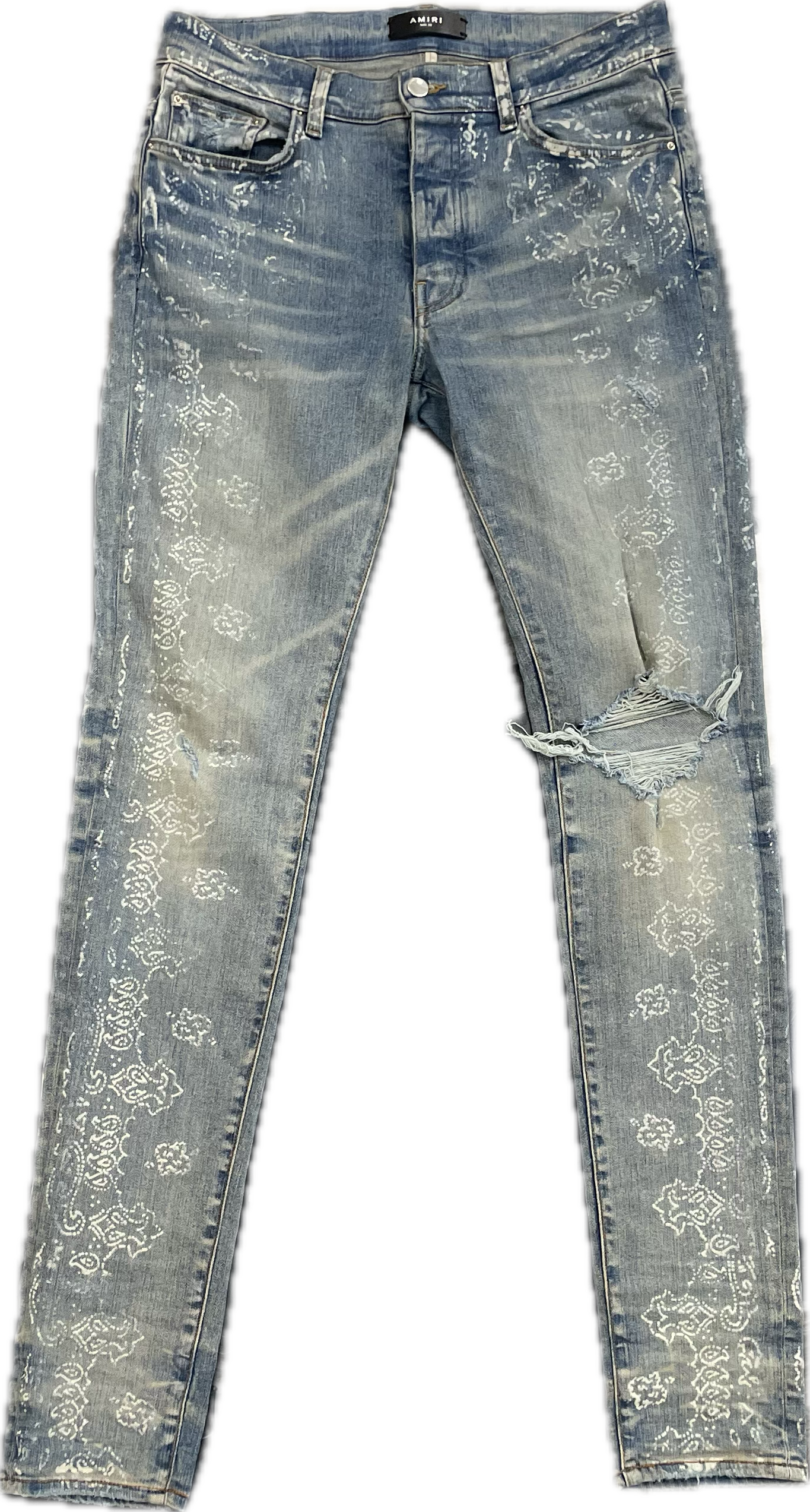 Amiri White Paisley Denim