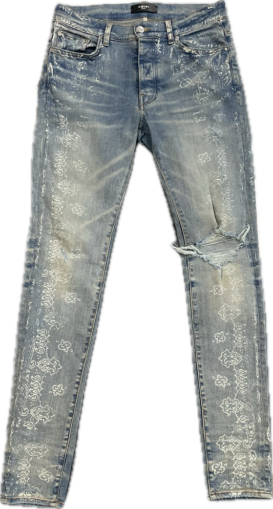 Amiri White Paisley Denim