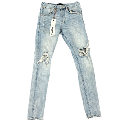 Purple Distressed Stretch-Skinny Jeans