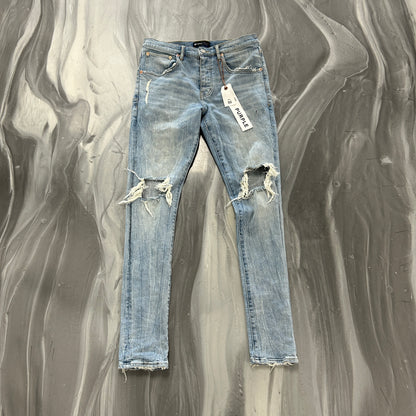 Purple Brand P002 Ripped Light Wash Blue Jeans