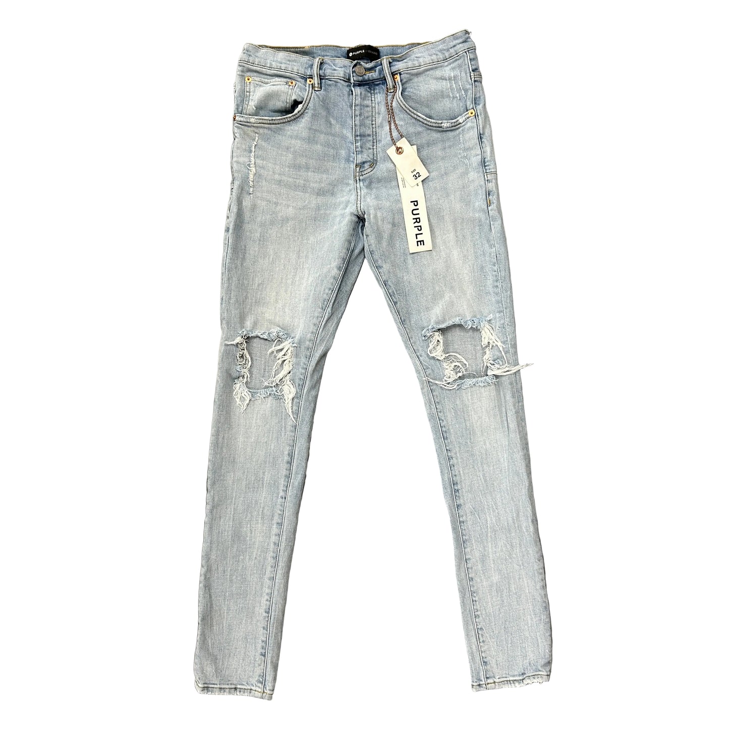Purple Brand P.002 Distressed Light Wash Skinny Jeans