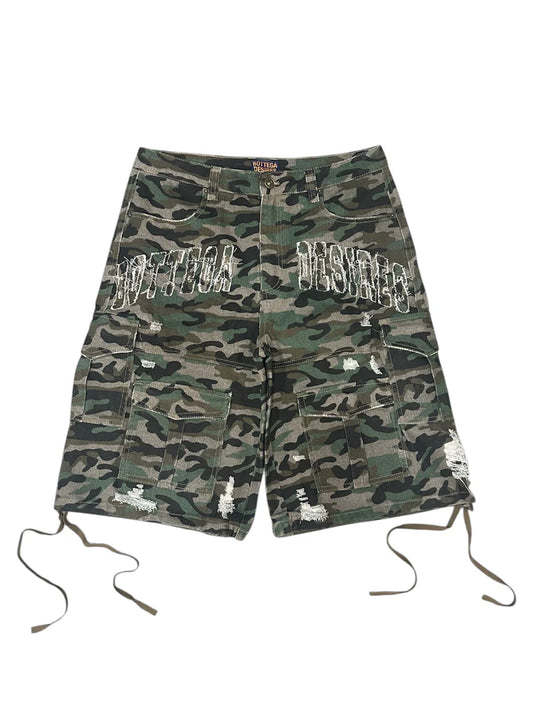 Bottega Desires Camo Cargo Shorts Green