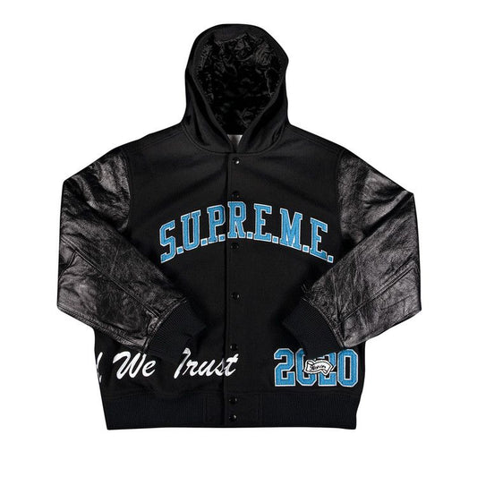 Supreme King Hooded Varsity Jacket Black