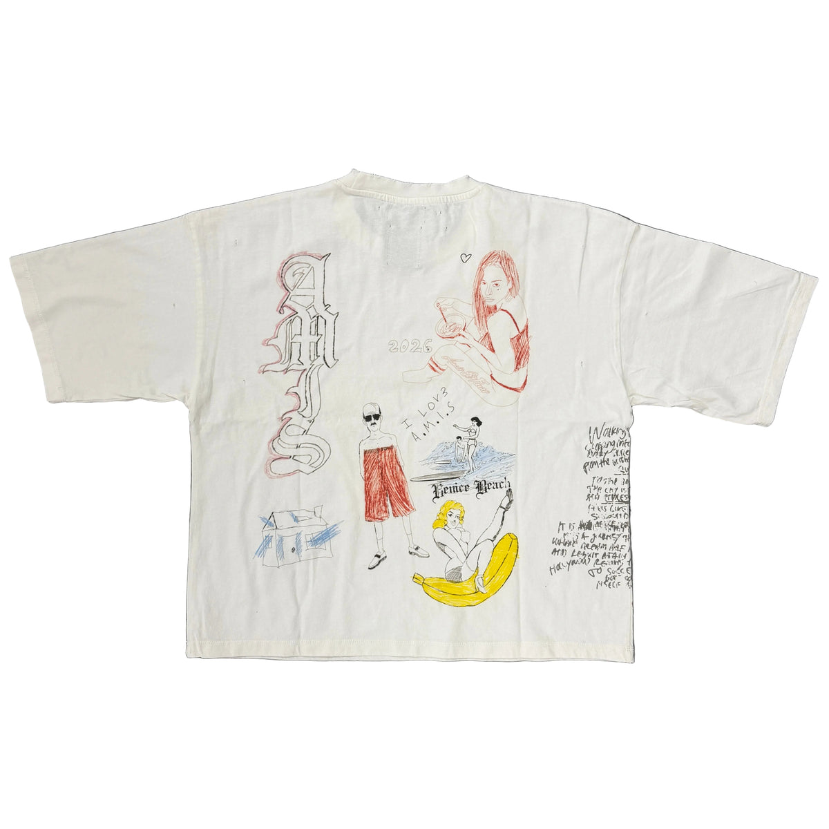 AMIS ET Fleurs Hollywood Doodles Tee Vintage White