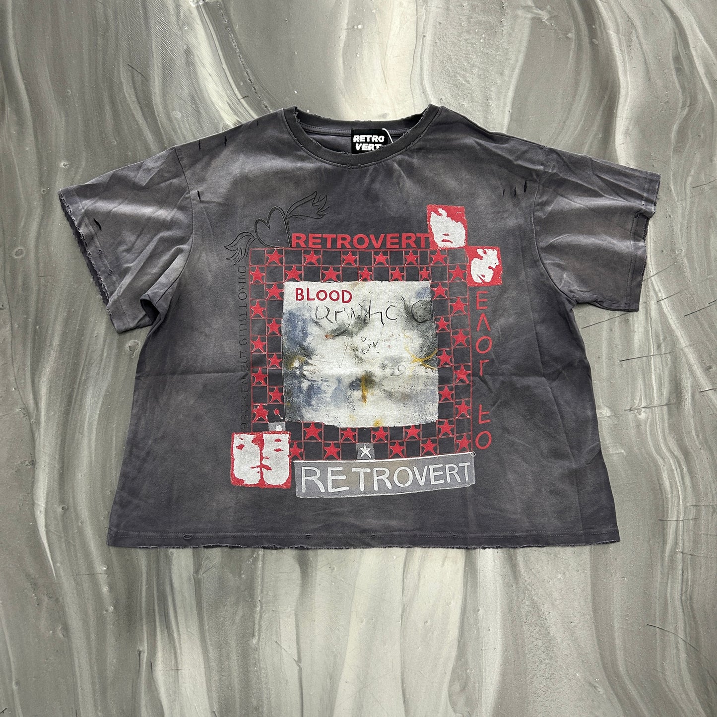 RETROVERT Vintage Grid Grey T-Shirt