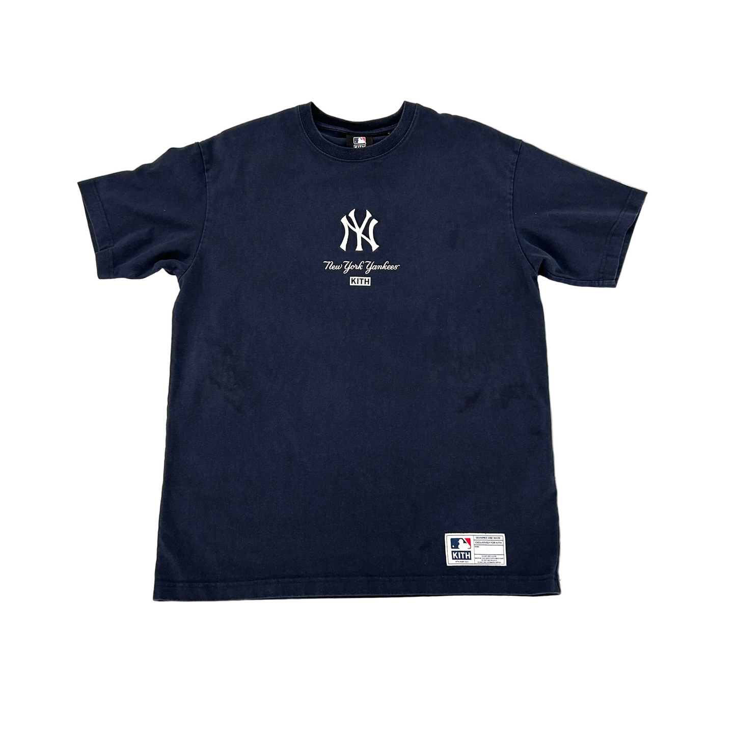 Kith For Major League Baseball New York Yankees Icon Script Box Tee Navy