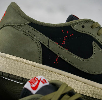 Jordan 1 Low Travis Scott Oliva (MUESTRA)