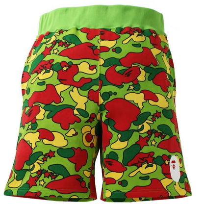 Bape Red Yellow Green Camo Shorts