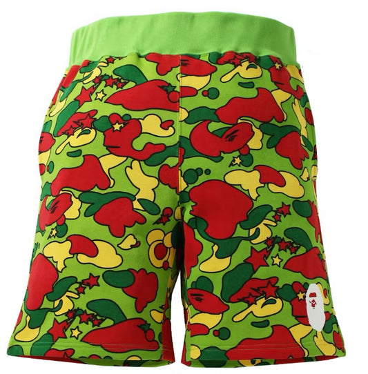 Bape Red Yellow Green Camo Shorts