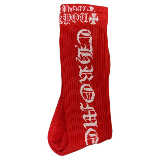 Chrome Hearts Script Logo Socks- Red