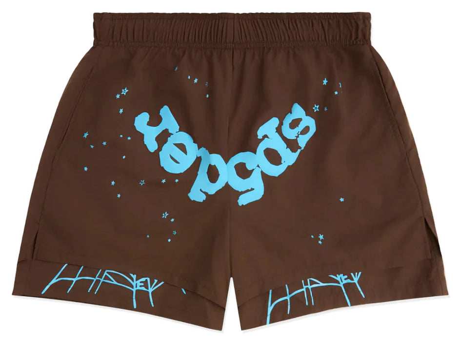 Sp5der OG Web Double Layer Shorts Brown