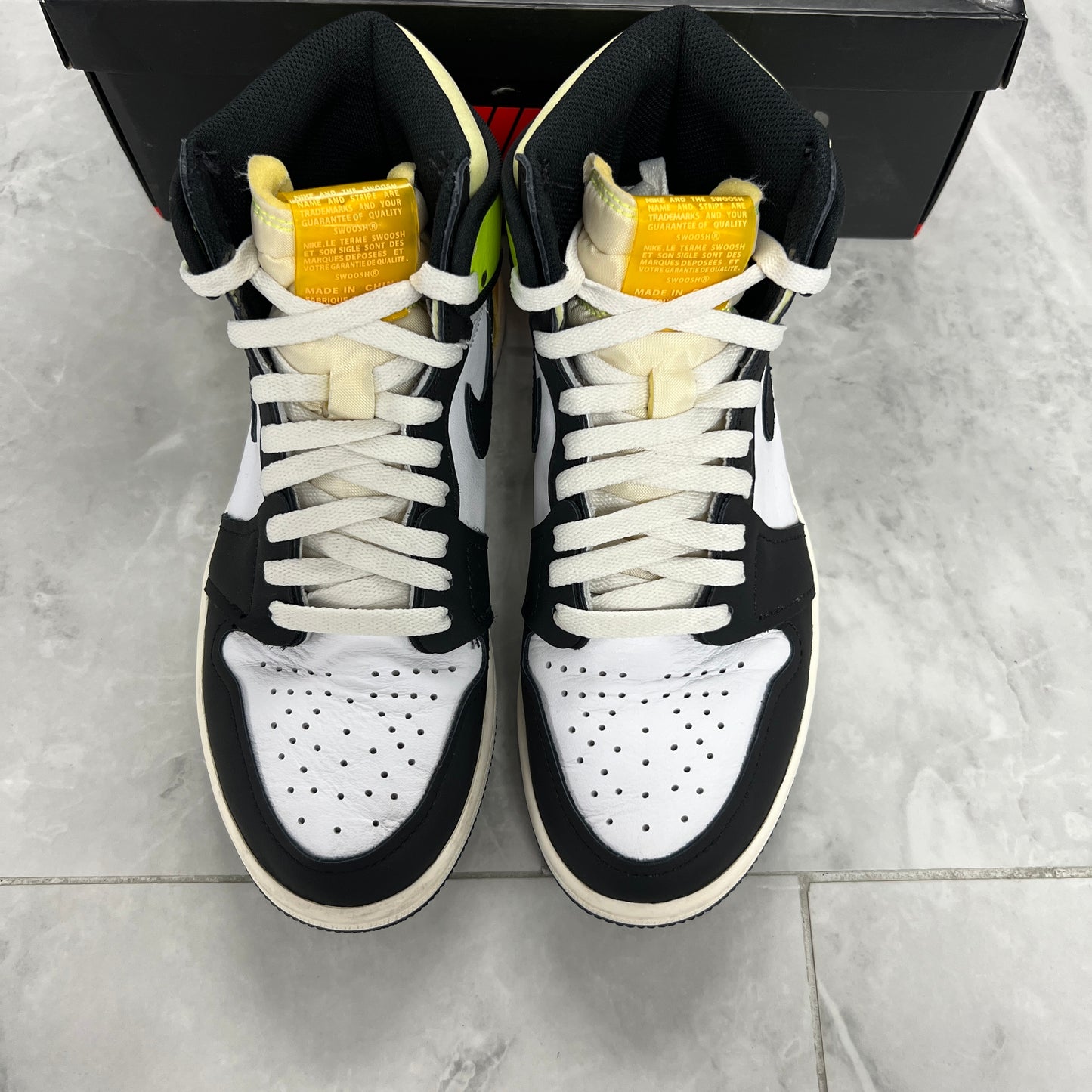 Jordan 1 Retro High White Black Volt University Gold (Used)