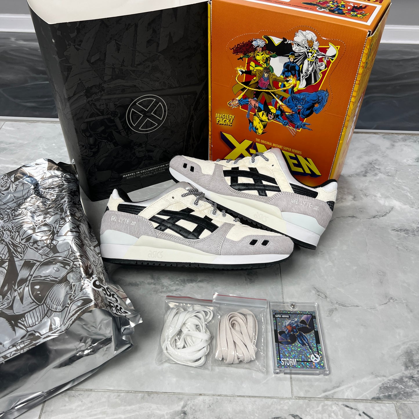 KITH x ASICS x X-Men Gel Lyte III 07 Remastered Storm w/ Card