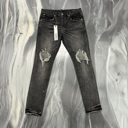 Purple Brand P002 Black Washed Distressed Denim Jeans