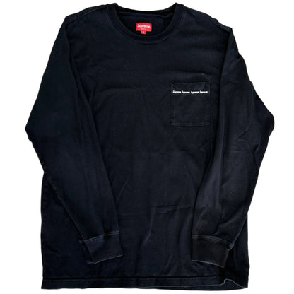 Supreme Black Pocket Logo Long Sleeve Tee
