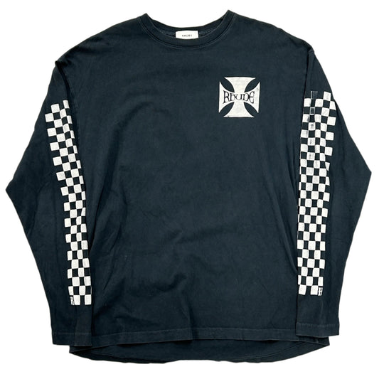 Rhude Classic Checker Longsleeve Tee Black