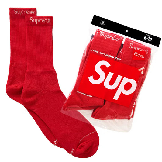 Supreme Hanes Socks (4 Pack) Red