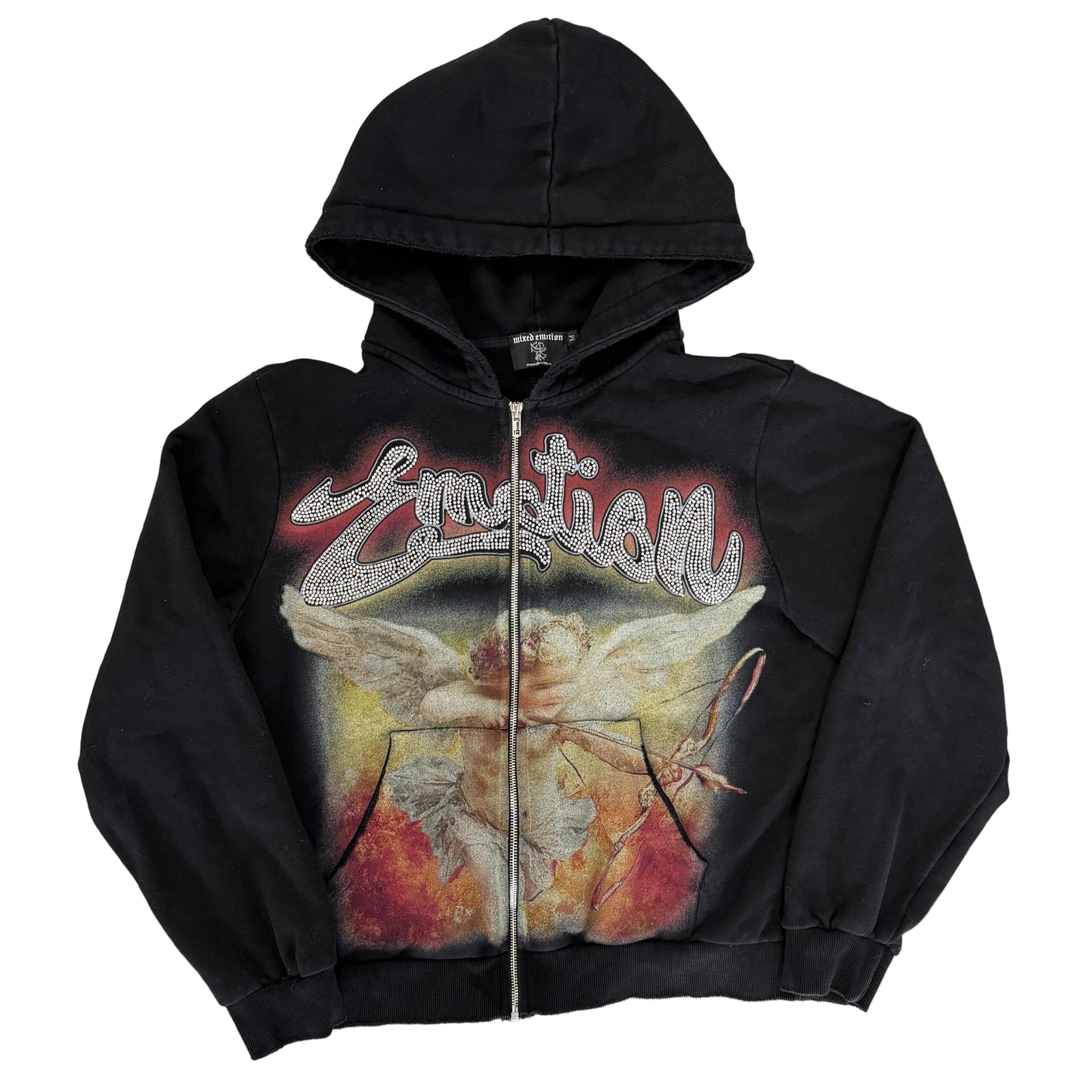 Mixed Emotion Rhinestone Zip Hoodie