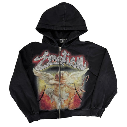 Mixed Emotion Rhinestone Zip Hoodie