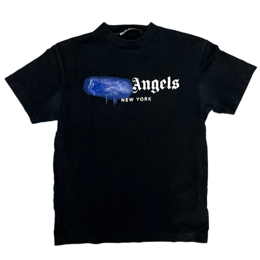 Palm Angles Blue Spray Paint Logo Black Tee