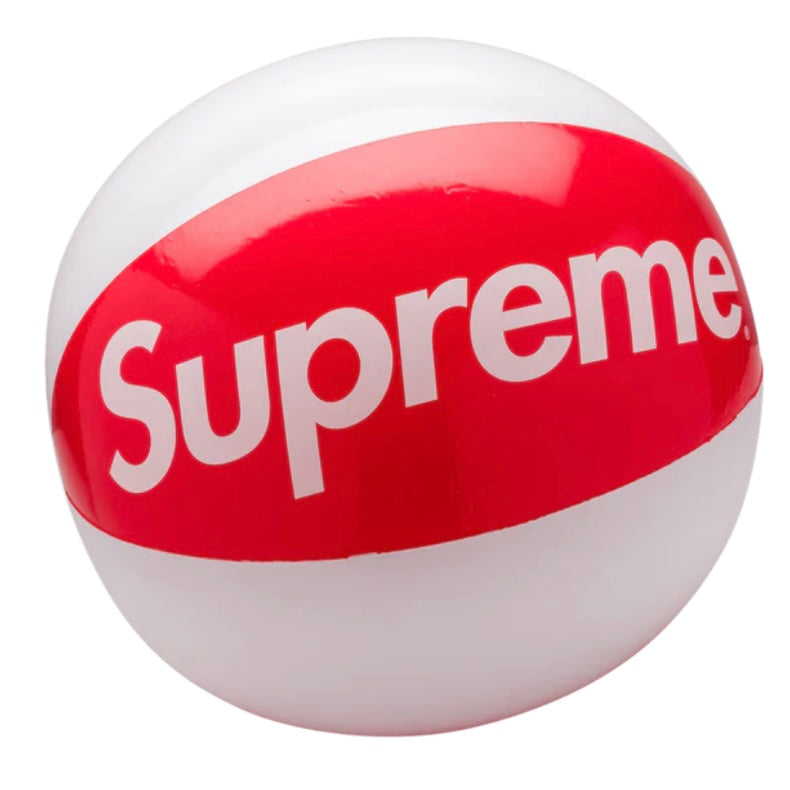 Supreme inflatable beach ball in red and white