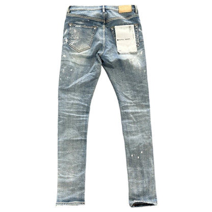 Purple P001 Paint Splatter Blue Skinny Jeans