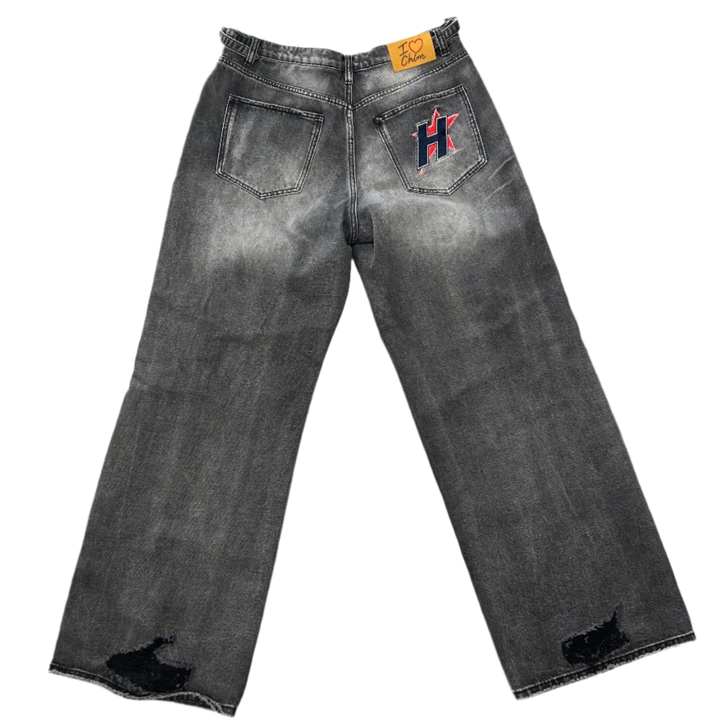 HMDD H Star Crystal Baggy Black Denim