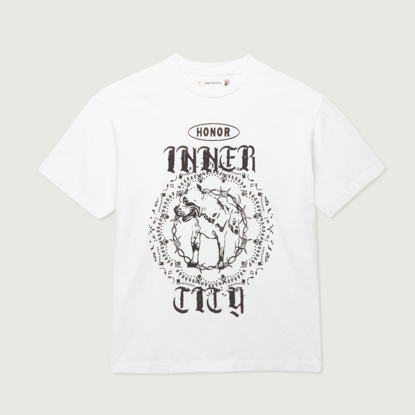 HTG BARBED WIRE PITBULL SS TEE- WHITE