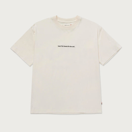 HTG RECORDS OVAL LOGO TEE - CREAM