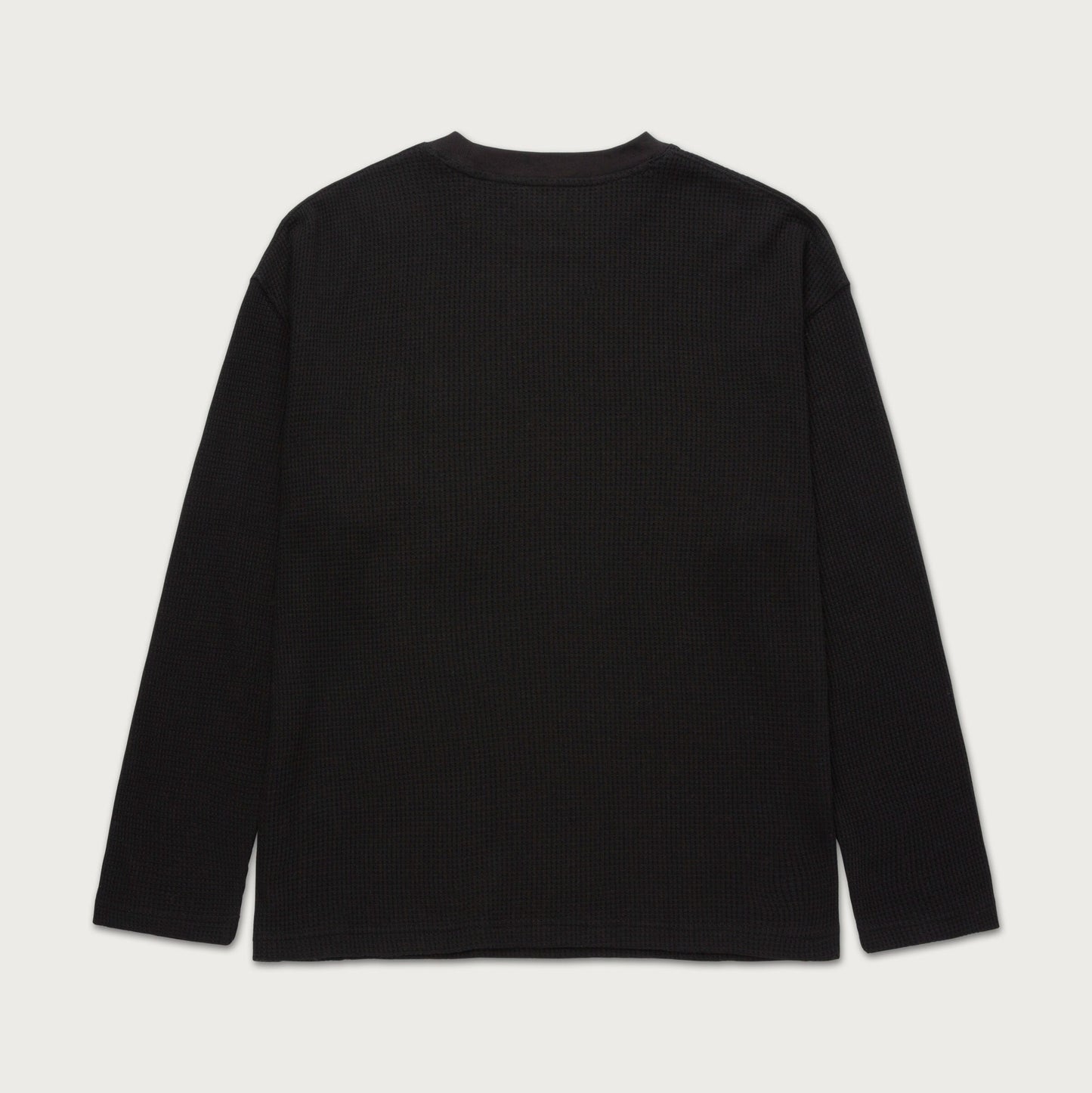 HTG NOTES LS WAFFLE CREWNECK - BLACK