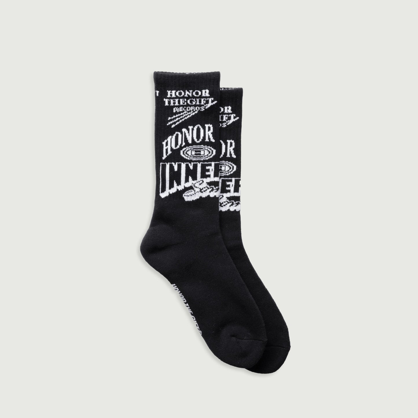 HTG MIXED GRAPHIC RIBBED SOCK - BLACK