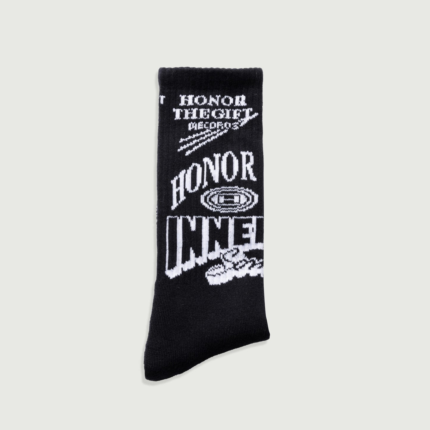 HTG MIXED GRAPHIC RIBBED SOCK - BLACK