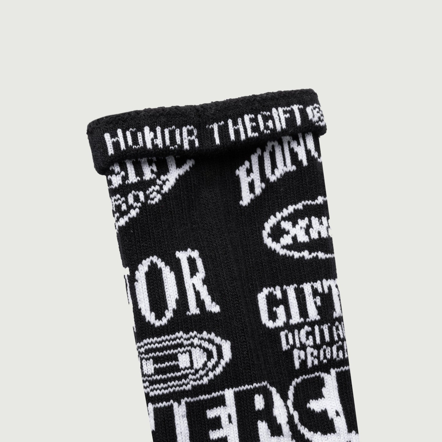 HTG MIXED GRAPHIC RIBBED SOCK - BLACK