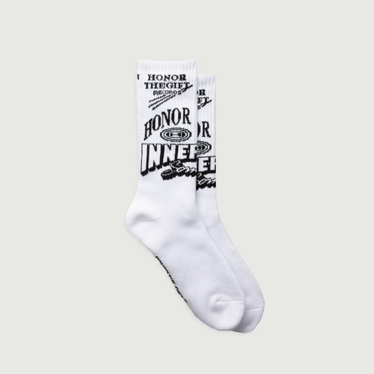 HTG MIXED GRAPHIC RIBBED SOCK - WHITE