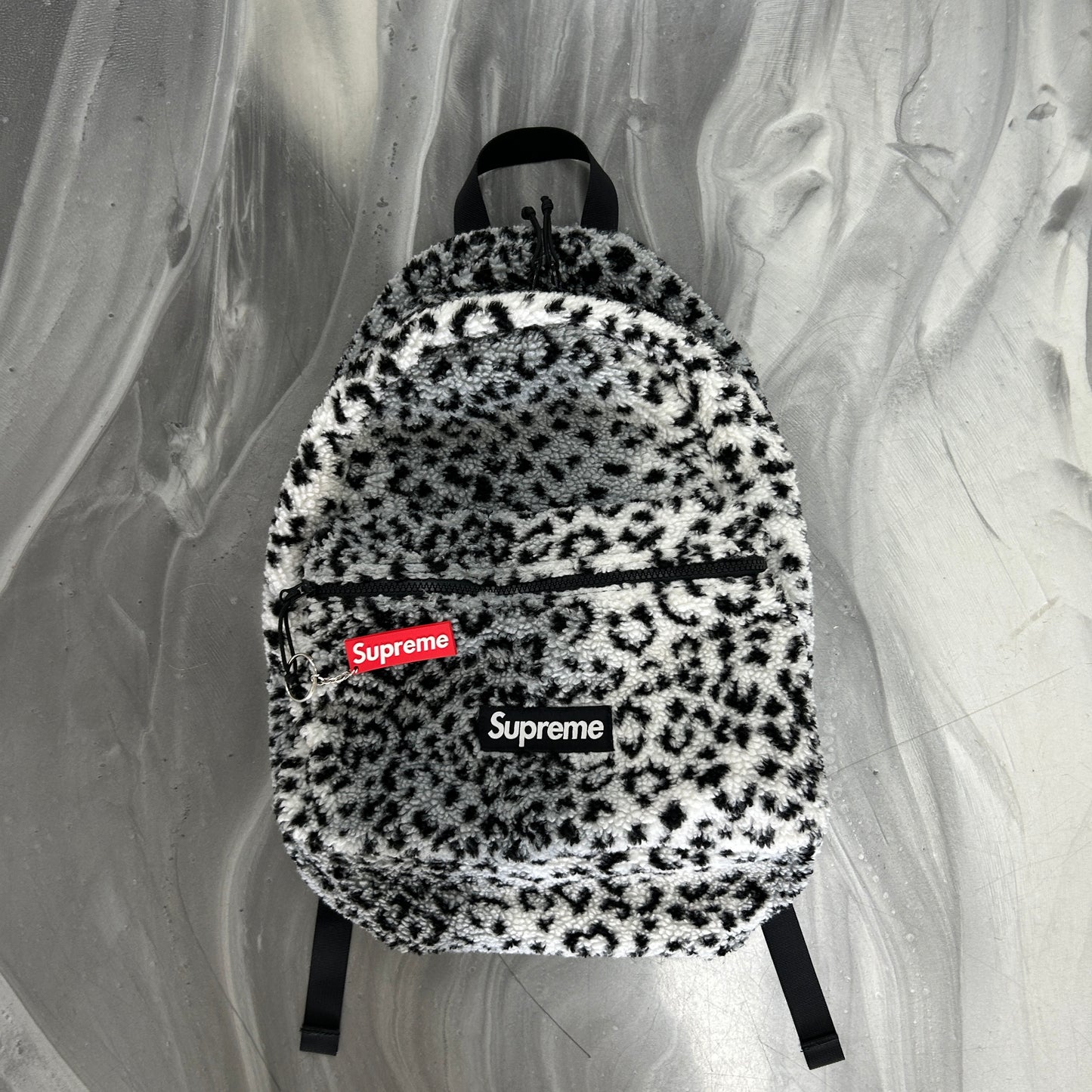 Supreme Leopard Fleece Backpack
White FW17