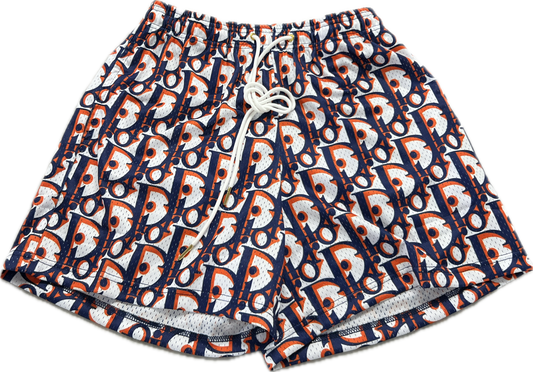 Designer Print Navy/Orange Dior Shorts