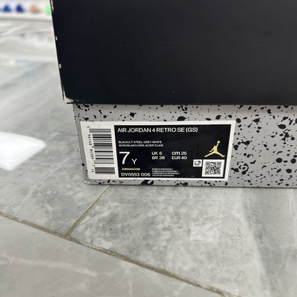 (SZ 7Y)(USED) Jordan 4 Retro Black Canvas (GS)