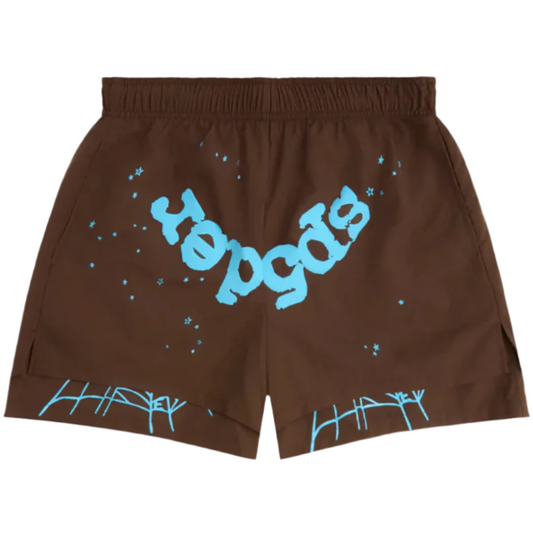 Sp5der OG Web Double Layer Shorts Brown