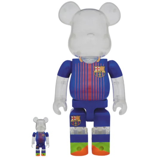 Conjunto Bearbrick FC Barcelona 100% y 400% Transparente/Azul marino