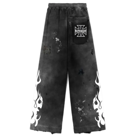 Punk Hearts Nepo Baby Sweatpants Vintage Washed Black — back — Cold Shoulder Kicks PB